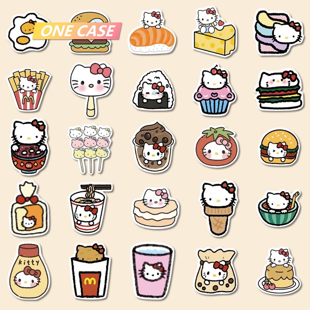 Cartoon Cute Food Hello Kitty Stickers