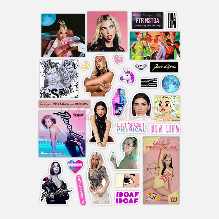   dualipa Sticker Rap Album Retro Waterproof Decorative Sticker Phone Sticker 