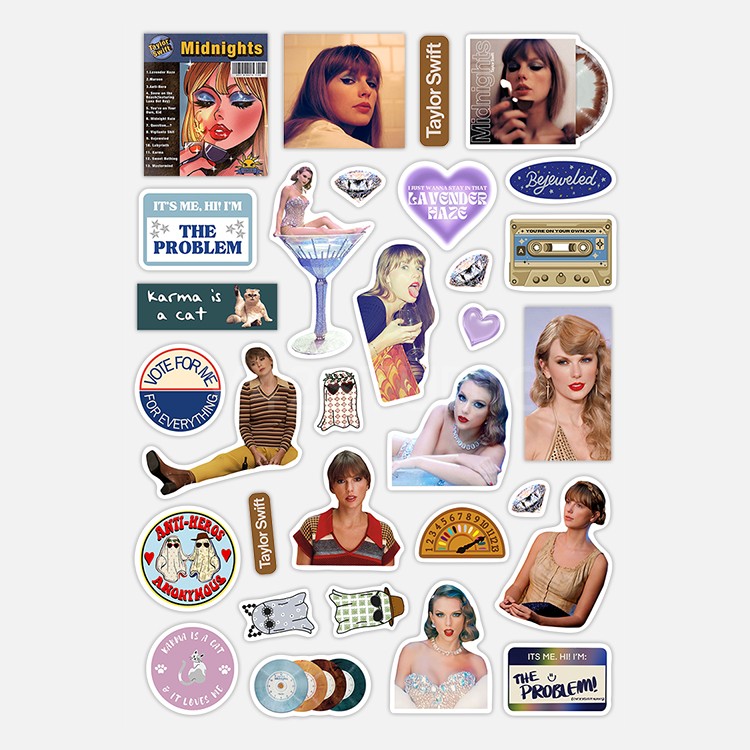 Taylor Swift Sticker Waterproof PVC Deco Attached To Britpop Peripheral Midnights Sticker
