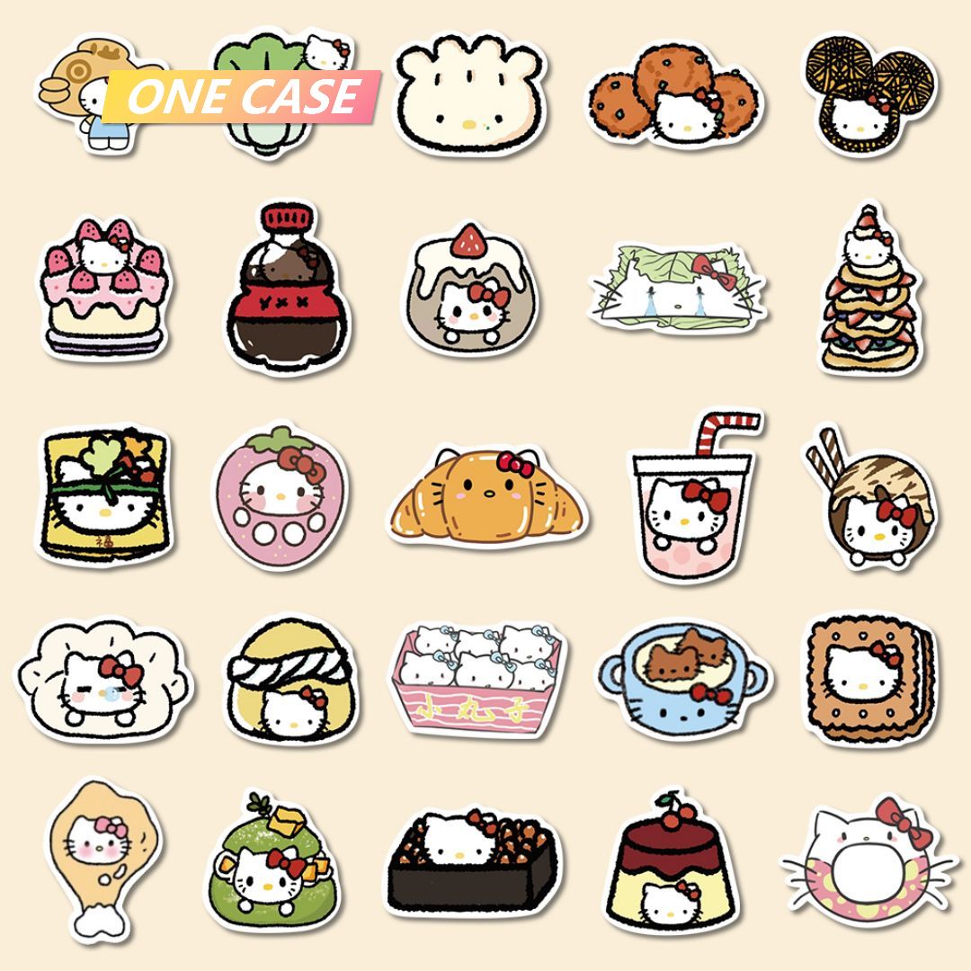 Cartoon Cute Food Hello Kitty Stickers