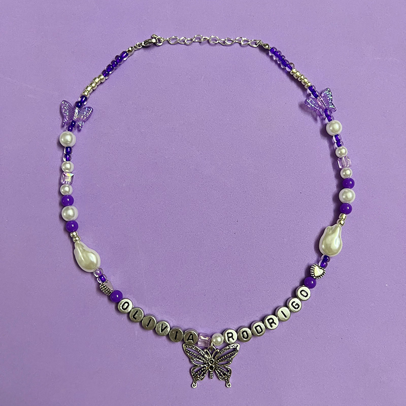 Olivia Rodrigo Butterfly Vintage Lettering Short Necklace