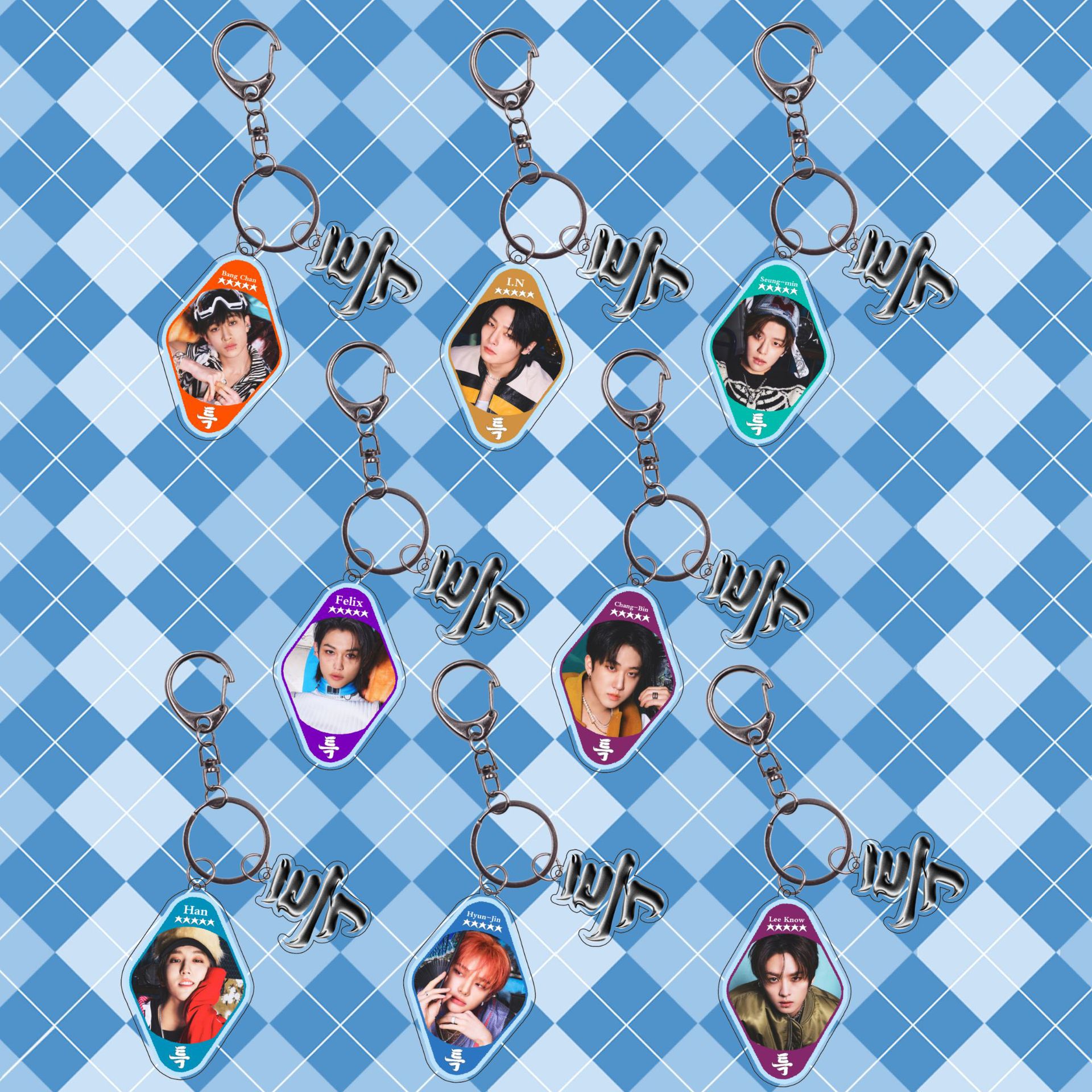 K-pop Stray Kids Pink Keychain Photoshoot Peripheral Kpop