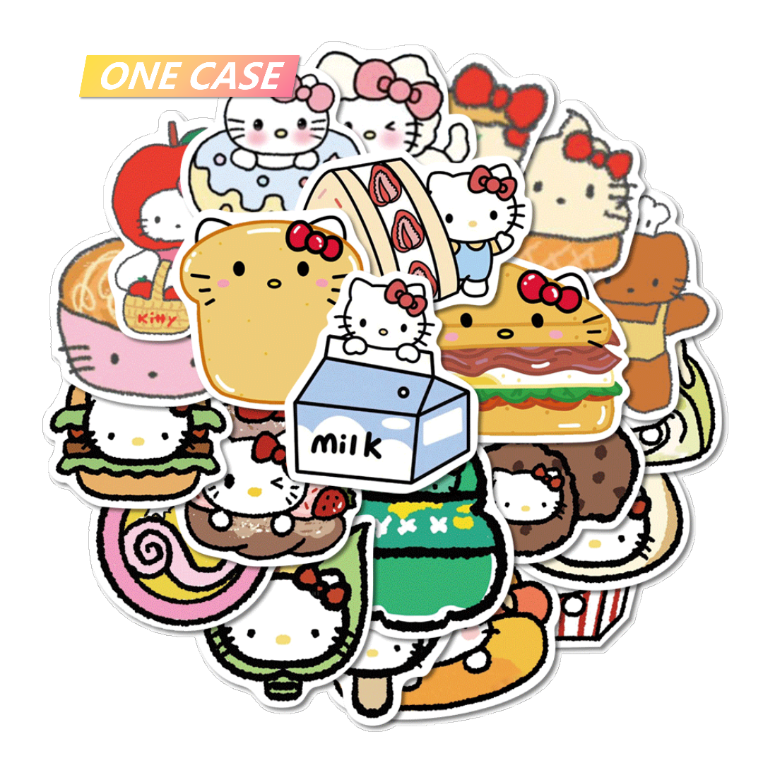 Cartoon Cute Food Hello Kitty Stickers