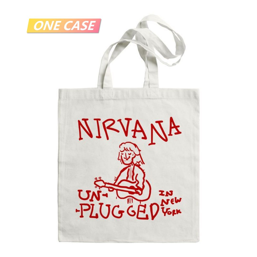Nirvana Rock Band Cartoon Canvas Bag Retro Tote Bag Shoulder Handbag-ONECASE.STUDIO