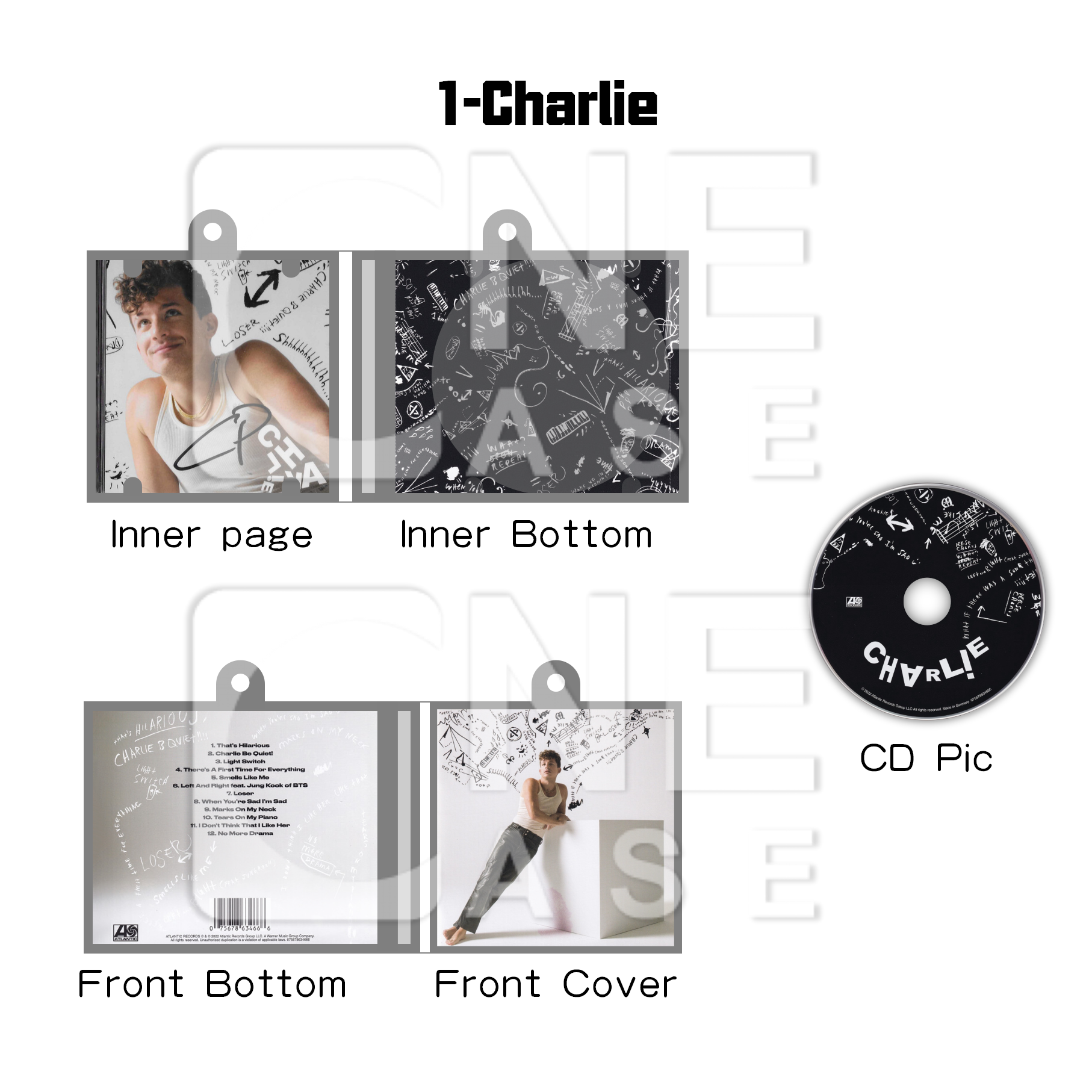 Charlie Puth Mini NFC Album Keychain CD Music Keychain Pendant Customized Mini Vinyl Album 