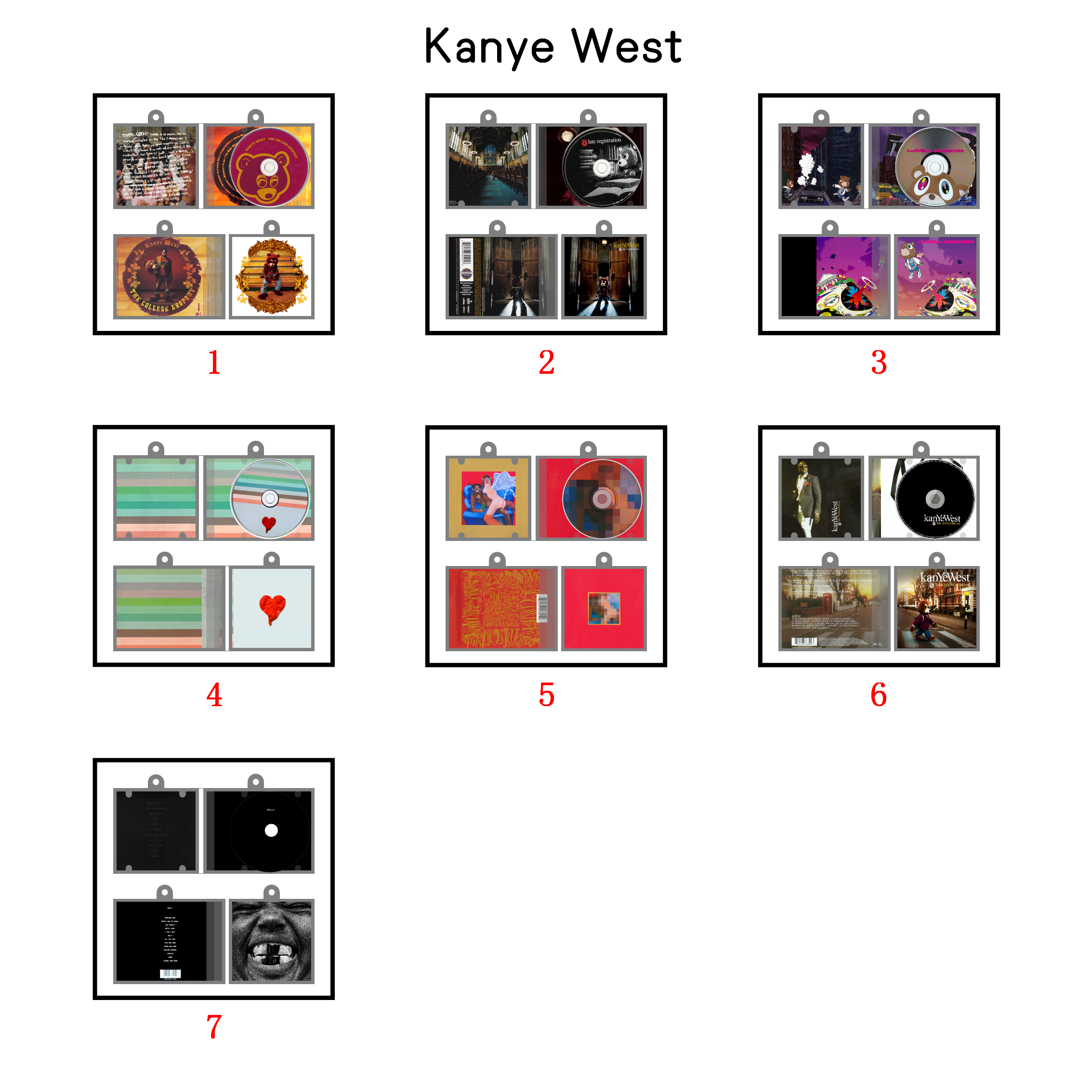 Kanye West Mini Vinyl NFC Album Keychain CD Music Keychain Pendant Customized