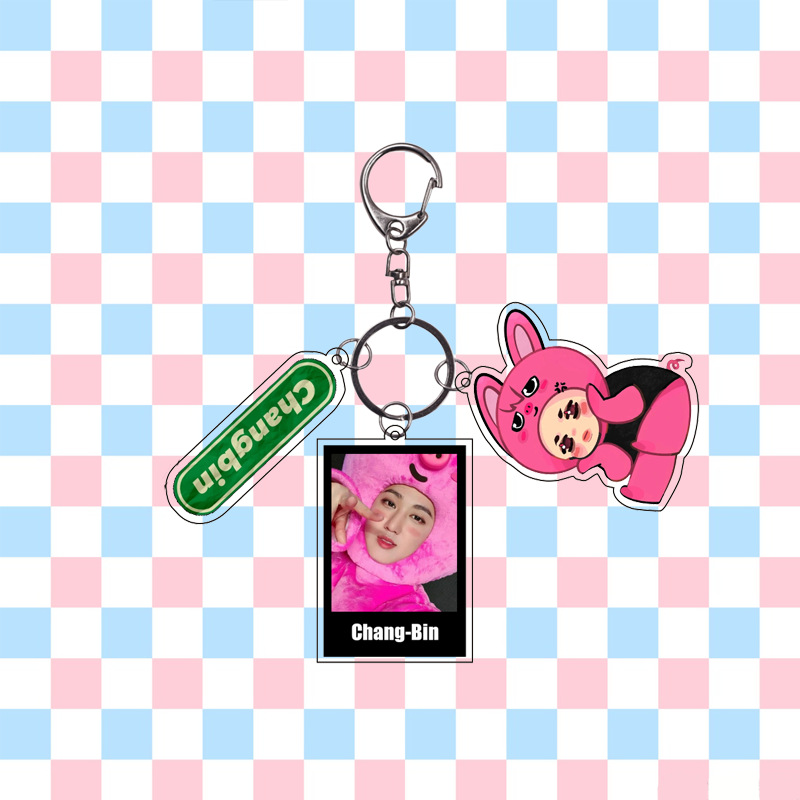 K-pop Stray Kids Pink Keychain Photoshoot Peripheral Kpop