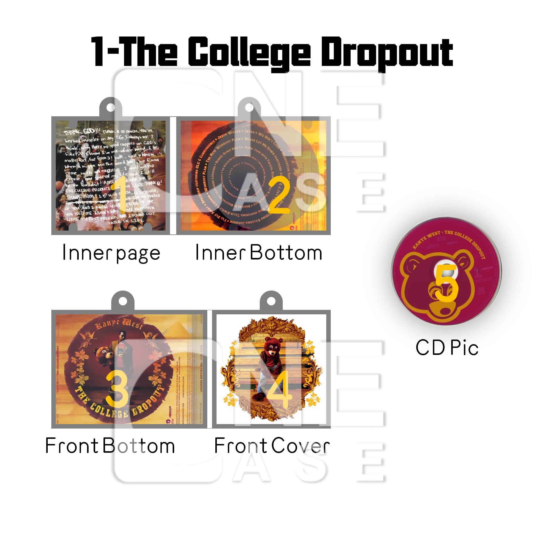 Kanye West Mini Vinyl NFC Album Keychain CD Music Keychain Pendant Customized