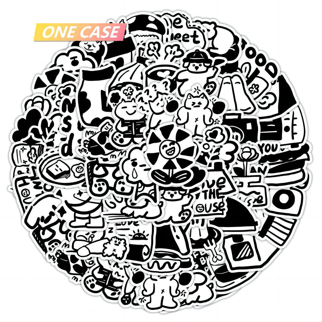 50 Black White Punk Gothic Stickers Decoration Waterproof Stickers -ONECASE.STUDIO
