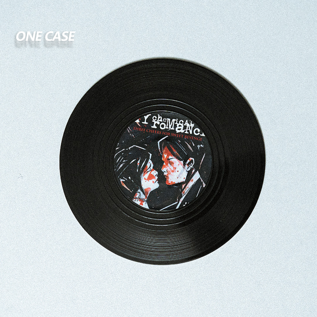 Retro Vinyl Record Coasters Set of 6 Retro CD Disc Design  Non-Slip Vinyl  for Coffee, Tea, Beer, Wine, Home and Bar-ONECASE.STUDIO