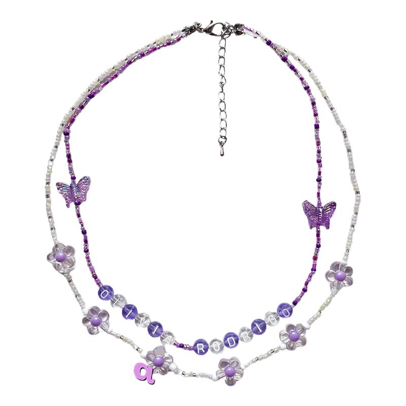 Olivia Rodrigo Butterfly Vintage Lettering Short Necklace
