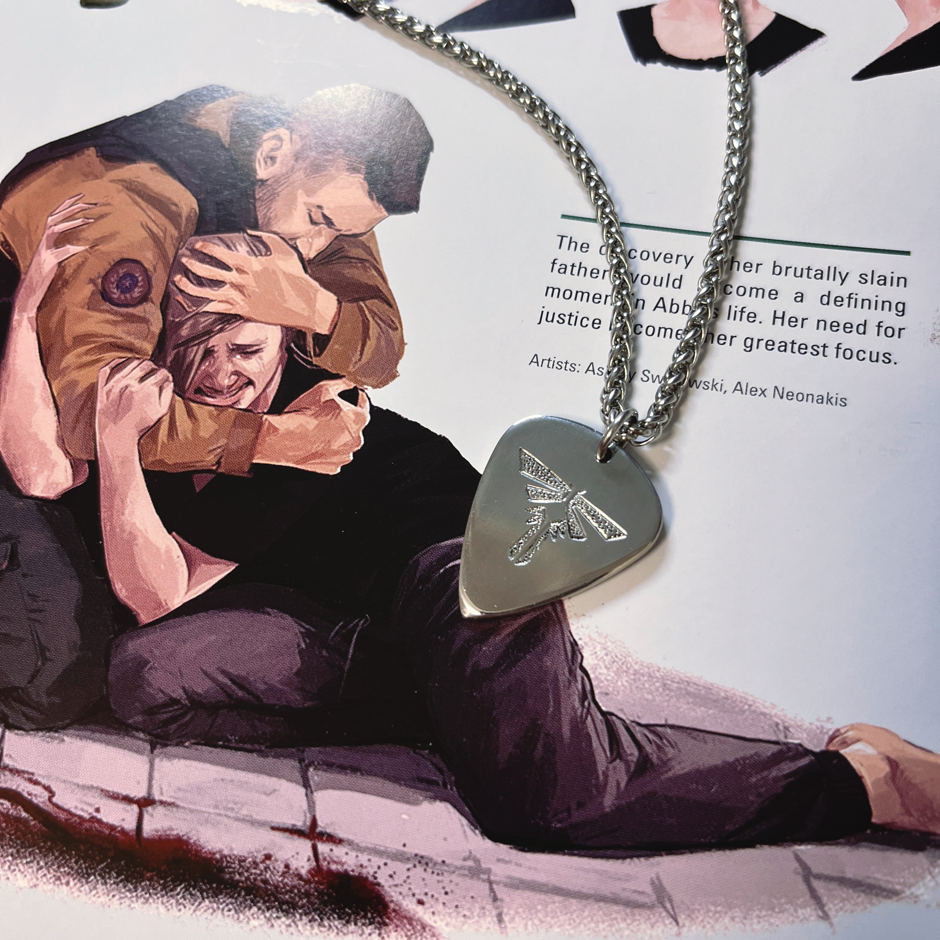 My Chemical Romance Silver Pure Steel Titanium Necklace Pick Pendant