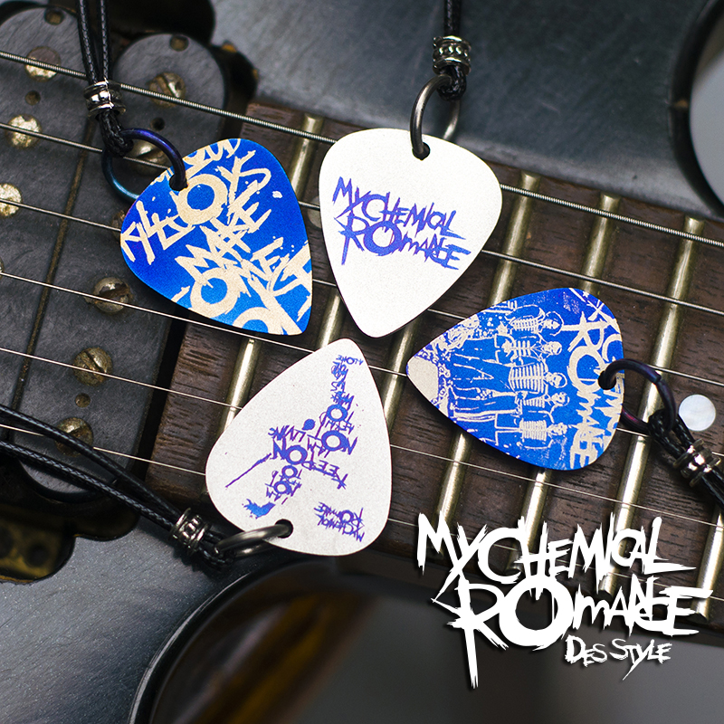 My Chemical Romance Pure Steel Titanium Necklace Pick Pendant