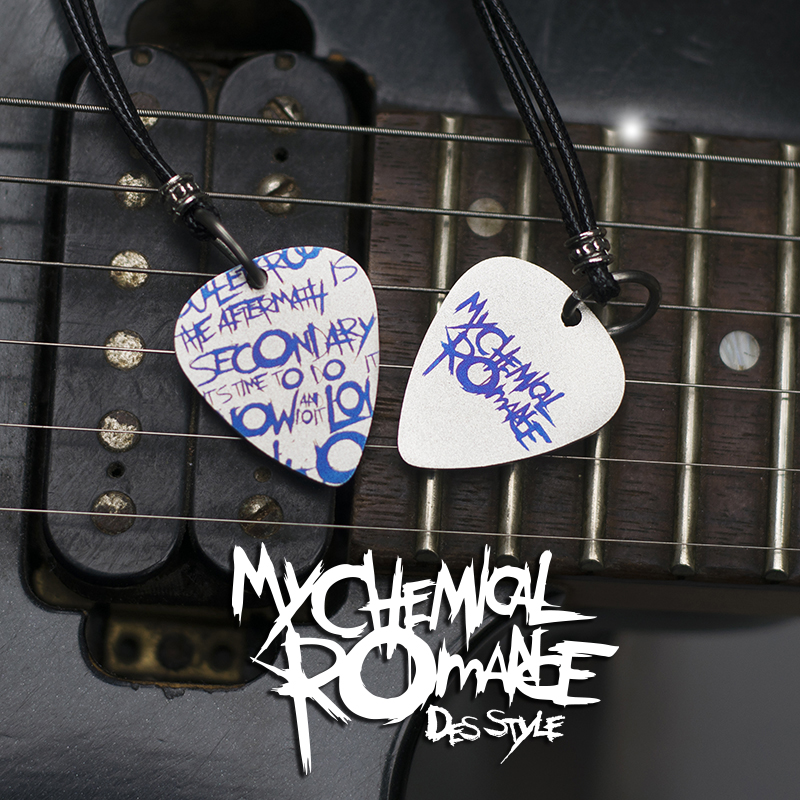 My Chemical Romance Pure Steel Titanium Necklace Pick Pendant