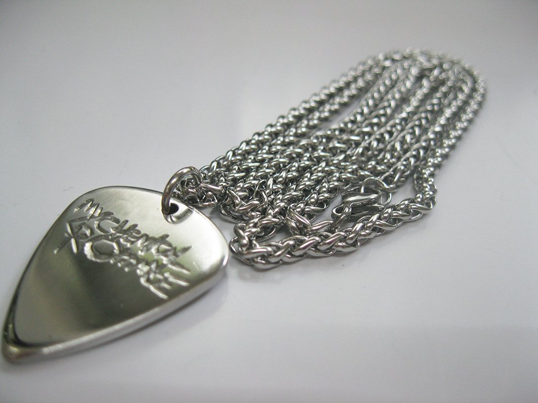 My Chemical Romance Silver Pure Steel Titanium Necklace Pick Pendant