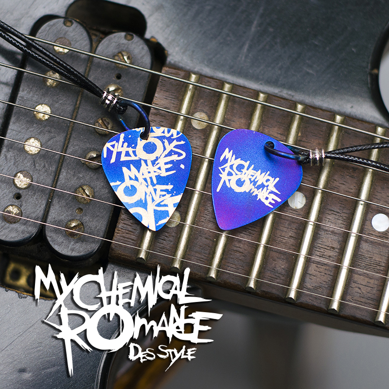 My Chemical Romance Pure Steel Titanium Necklace Pick Pendant