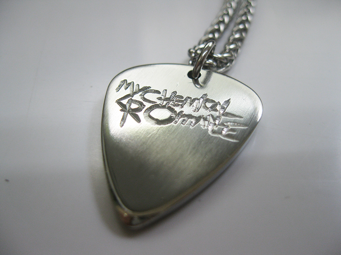 My Chemical Romance Silver Pure Steel Titanium Necklace Pick Pendant