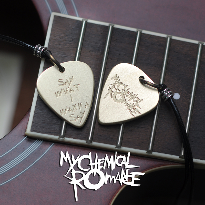 My Chemical Romance Pure Steel Titanium Necklace Pick Pendant