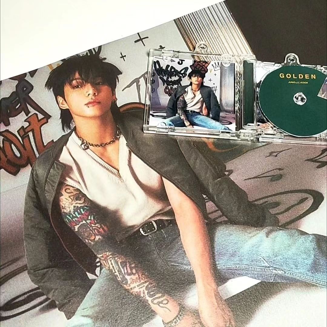 BTS Jungkook Mini NFC Album Keychain CD Music Keychain Pendant Customized Golden