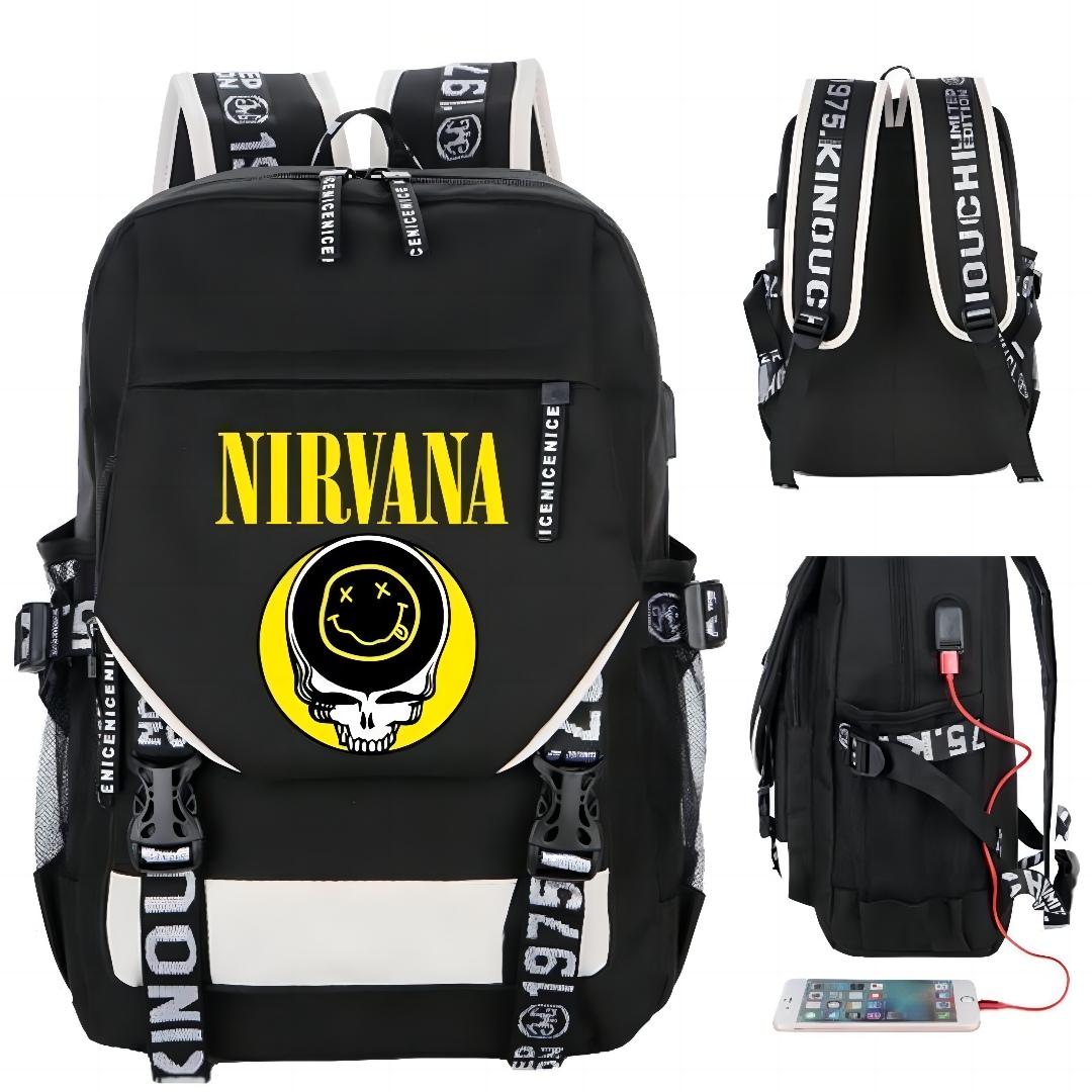 Nirvana Rock Band Printed Schoolbags For Boys And Girls Trend Rock Band Backpack-ONECASE.STUDIO
