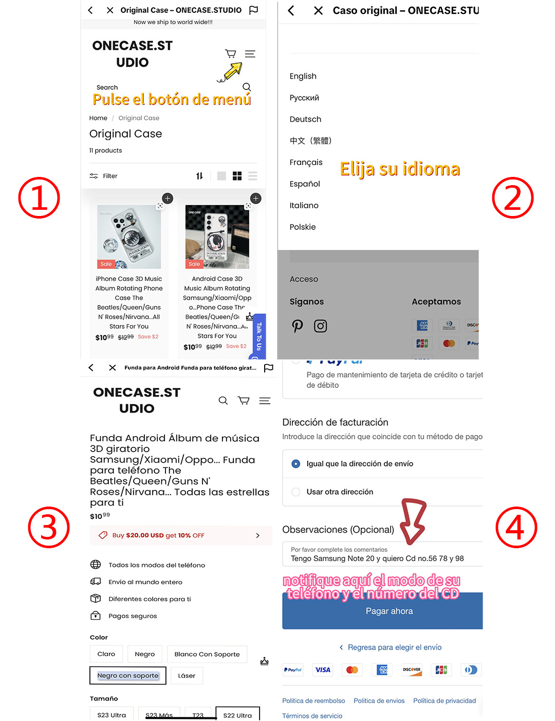 Funda para iPhone Discos de vinilo Reproductor de CD giratorio Soporte para 