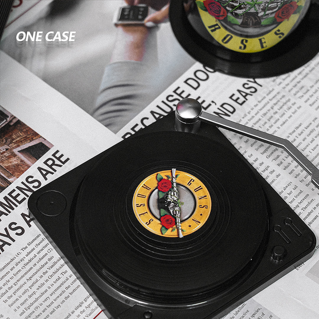 Retro Vinyl Record Coasters Set of 6 Retro CD Disc Design  Non-Slip Vinyl  for Coffee, Tea, Beer, Wine, Home and Bar-ONECASE.STUDIO