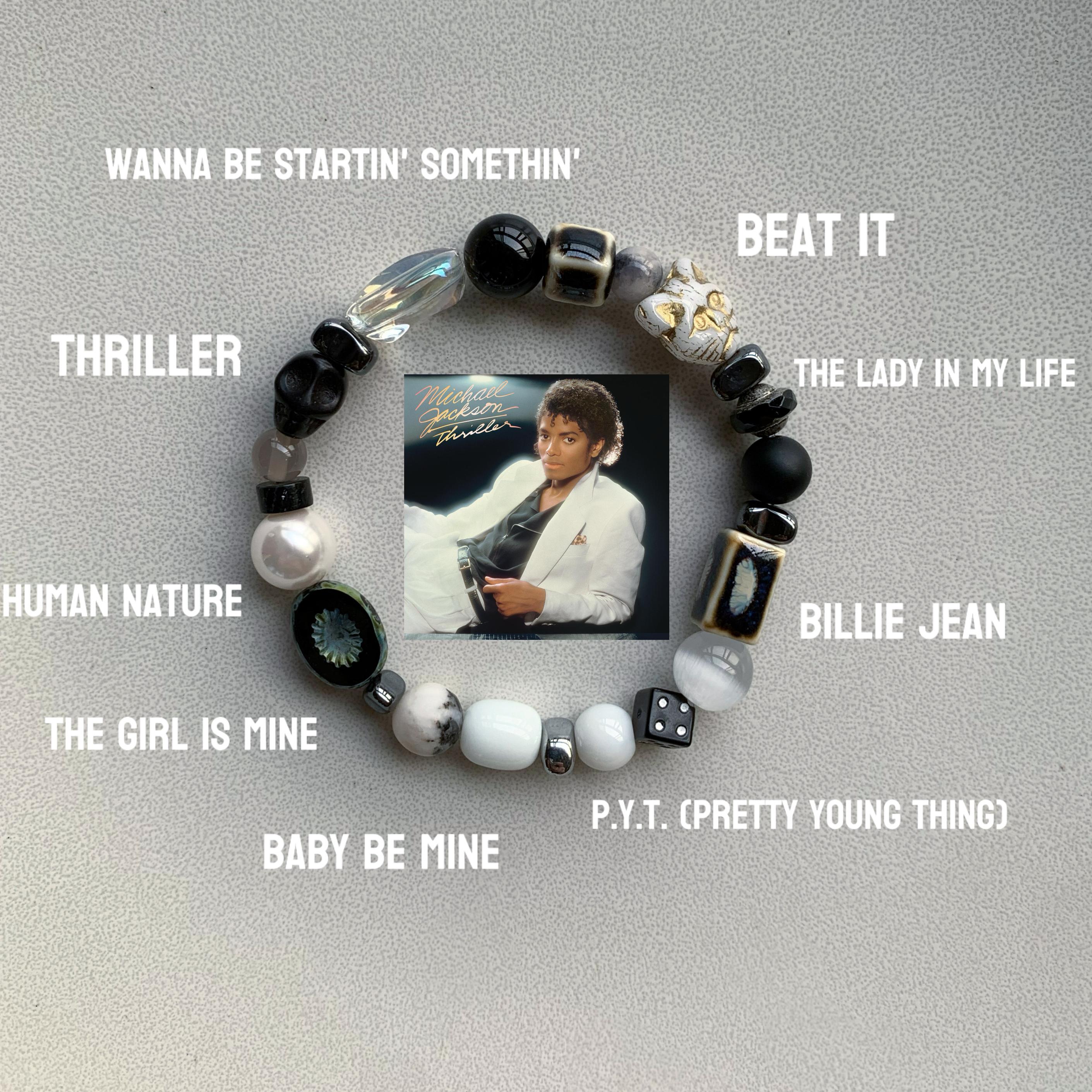 Randomwill Original Michael Jackson Bracelet – Handmade Stretch Beaded Album Tribute Wristband
