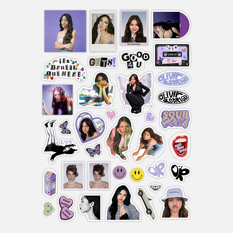 Olivia Rodrigo Sticker Rap Album Retro Waterproof Decorative Sticker Phone Sticker 
