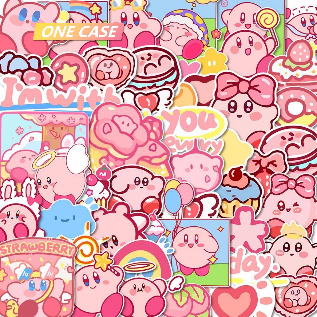 108 Pieces Cute Kirby Sticker Cartoon Phone Case Tablet Water Cup Handbook DIY Sticker Waterproof-ONECASE.STUDIO