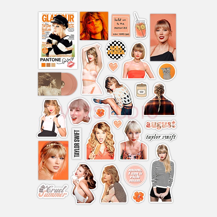 Taylor Swift Sticker Colorful PVC Deco Attached To Britpop Peripheral Sticker