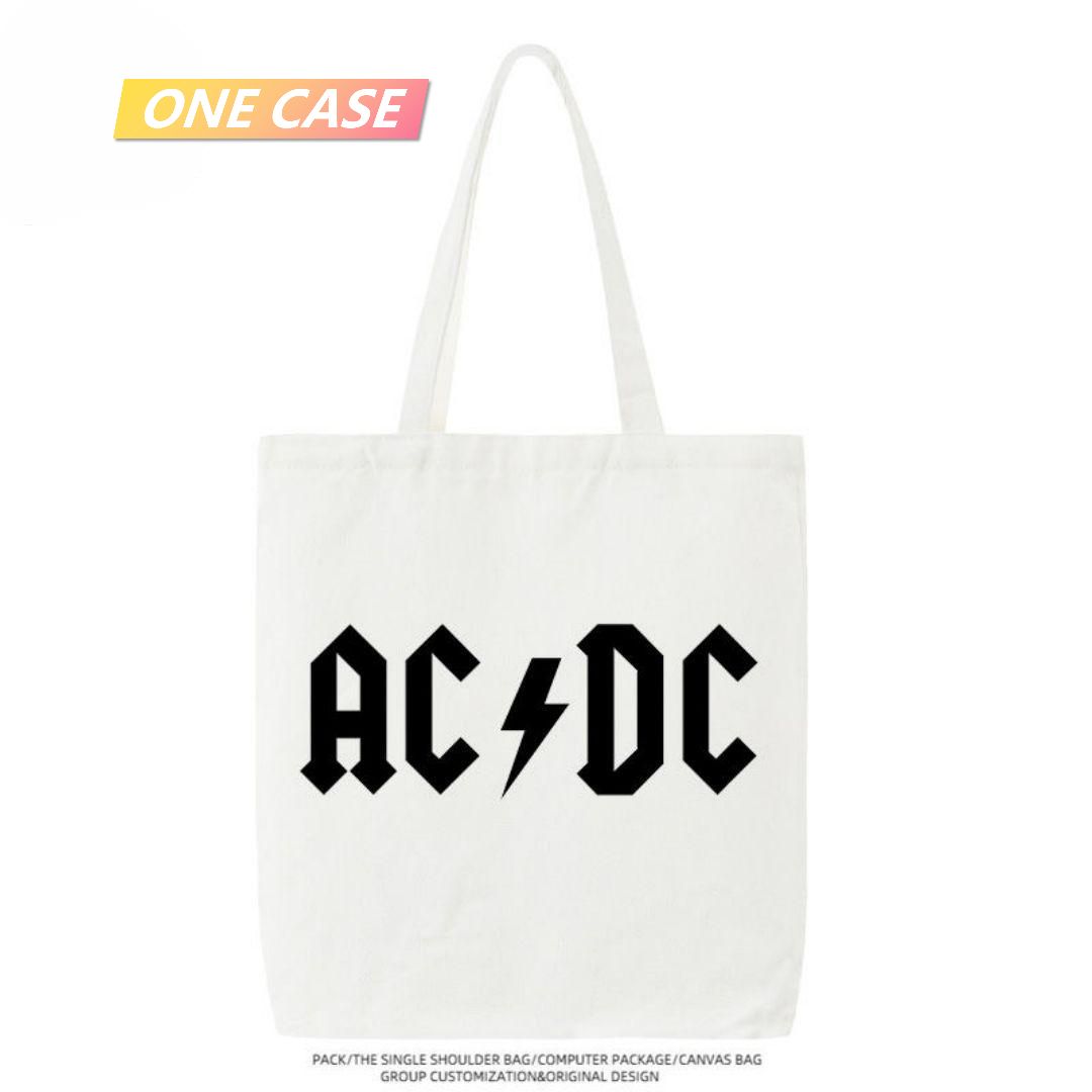 ACDC Rock Band Cartoon Canvas Bag Retro Tote Bag Shoulder Handbag-ONECASE.STUDIO