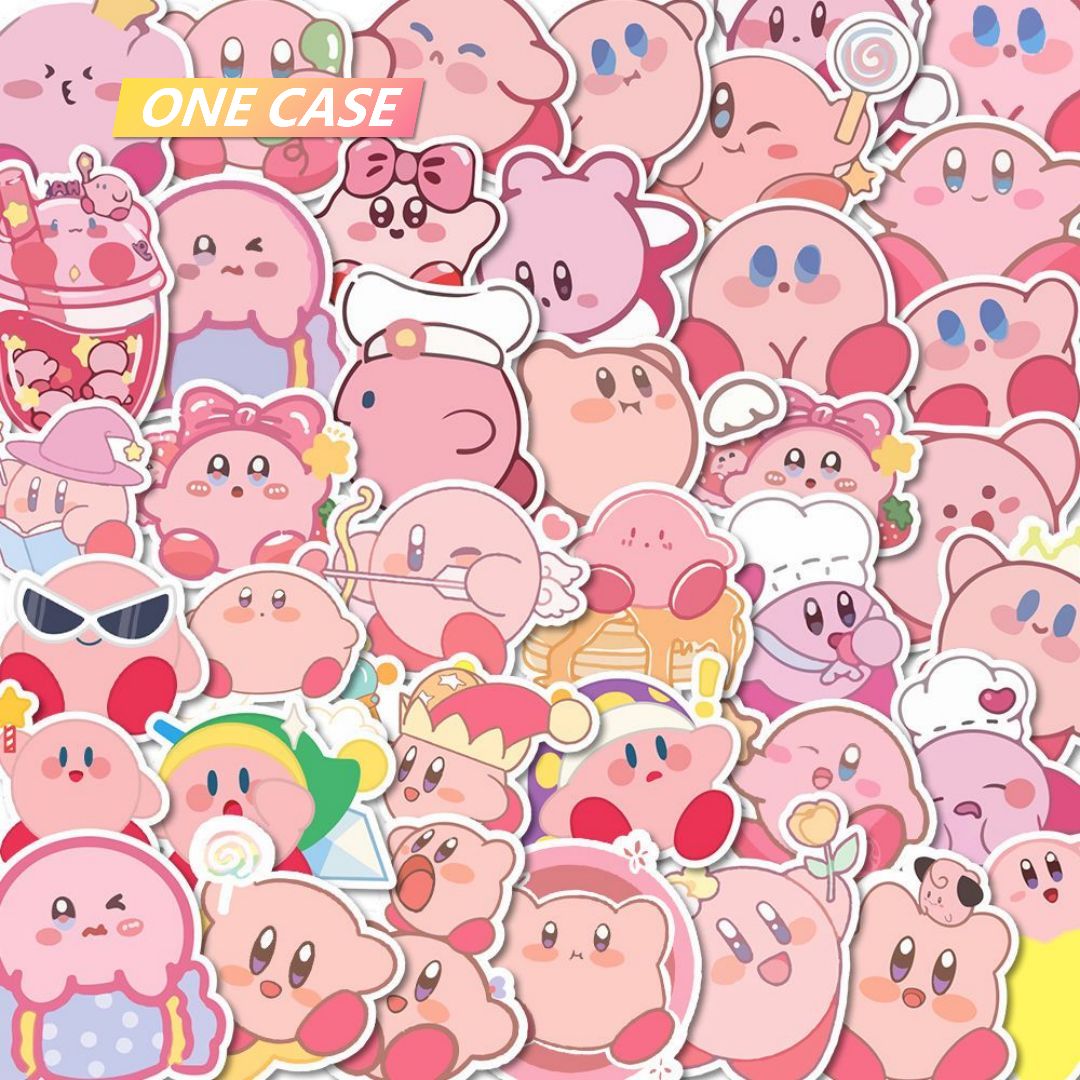 108 Pieces Cute Kirby Sticker Cartoon Phone Case Tablet Water Cup Handbook DIY Sticker Waterproof-ONECASE.STUDIO