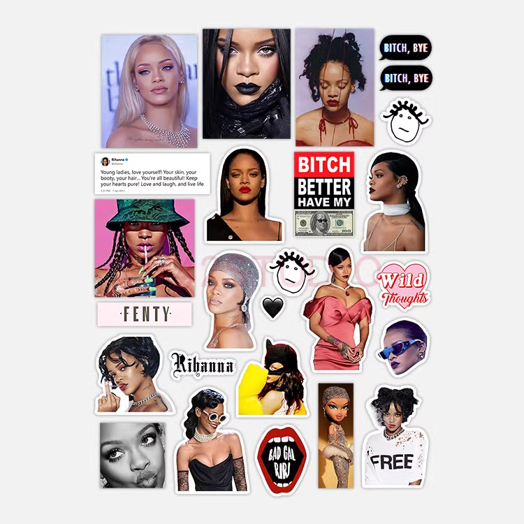 Rihanna Sticker Rap Album Retro Waterproof Decorative Sticker Phone Sticker 