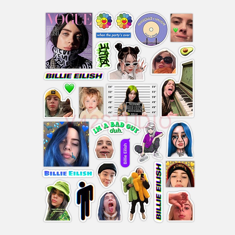 Billie Eilish Sticker Colorful PVC Deco Attached To Britpop Peripheral Sticker