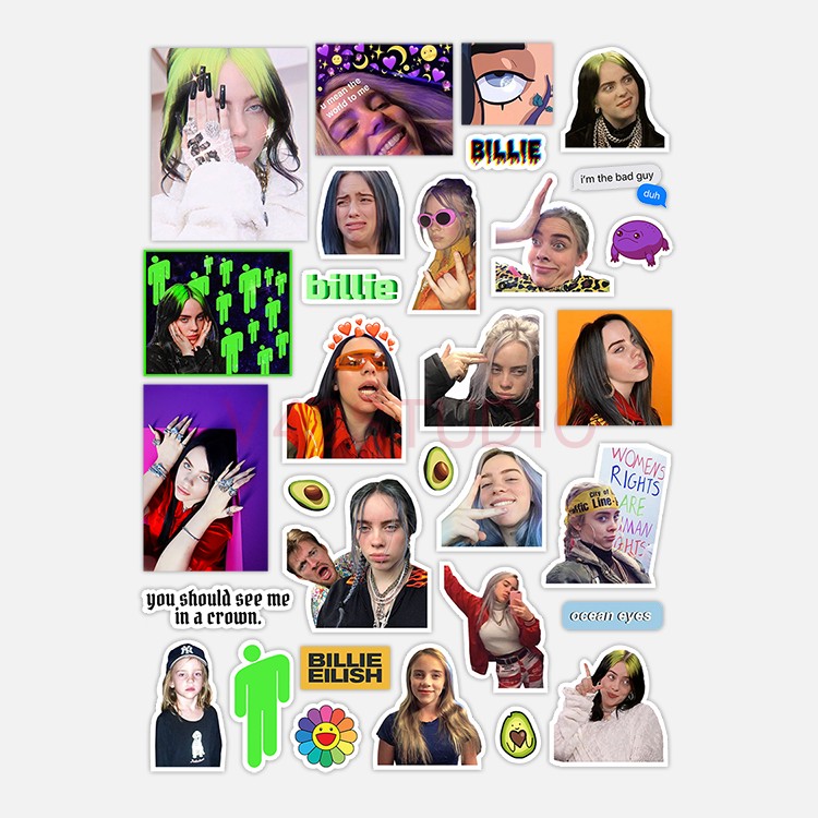 Billie Eilish Sticker Colorful PVC Deco Attached To Britpop Peripheral Sticker