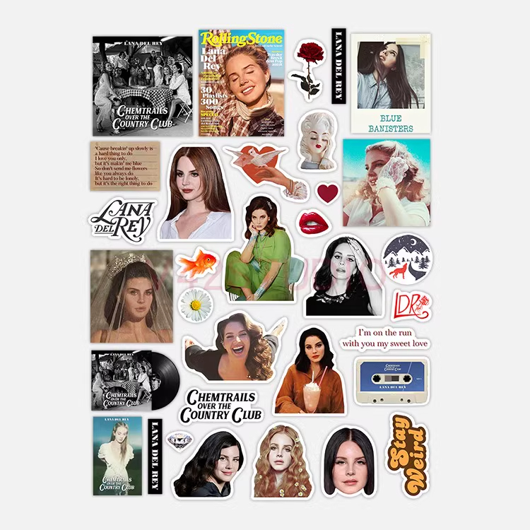 Lana Del Rey Sticker Rap Album Retro Waterproof Decorative Sticker Phone Sticker 