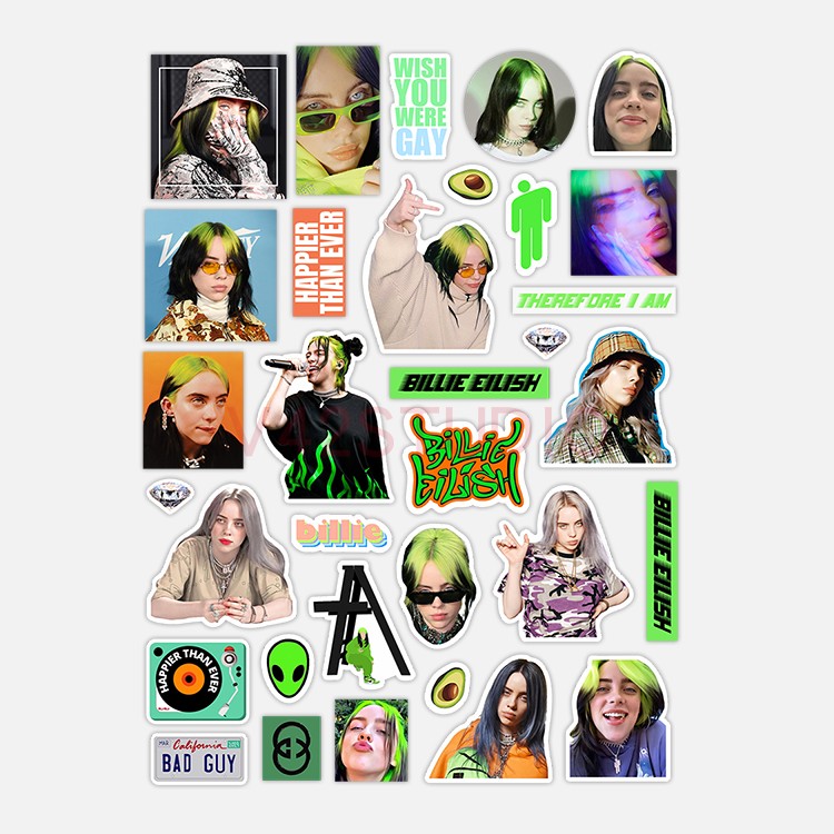 Billie Eilish Sticker Colorful PVC Deco Attached To Britpop Peripheral Sticker