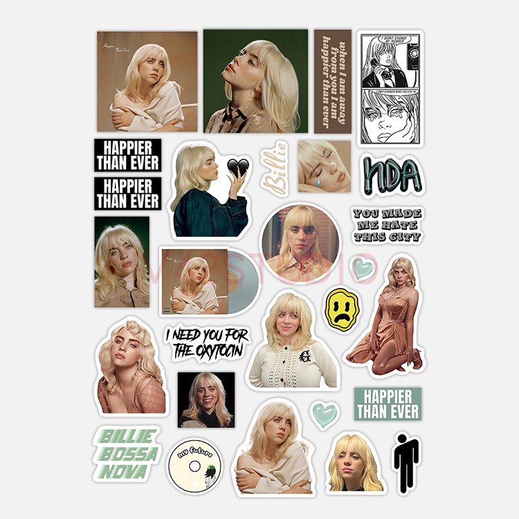 Billie Eilish Sticker Colorful PVC Deco Attached To Britpop Peripheral Sticker