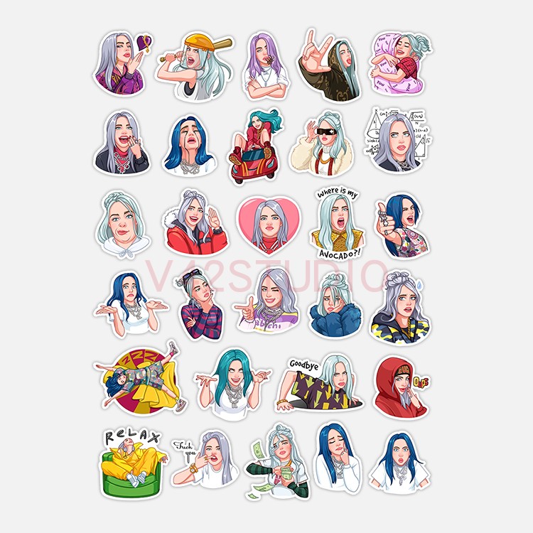 Billie Eilish Sticker Colorful PVC Deco Attached To Britpop Peripheral Sticker