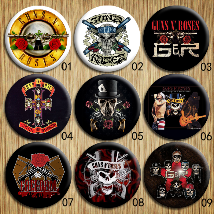 Guns N' Roses Rock Band Brooch Badge Pin Set of 9
