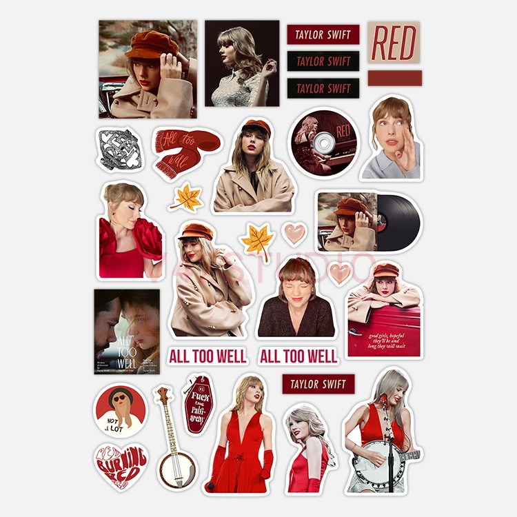 Tay*lor S wift Sticker Album Theme 1989 Red PVC Deco Attached To Britpop Peripheral Sticker