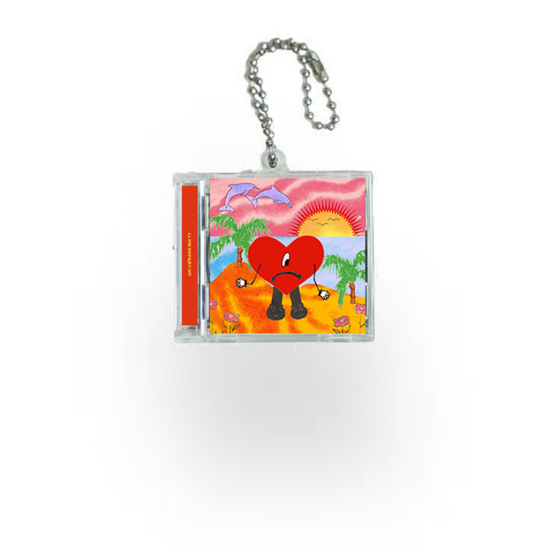 Bad Bunny Mini NFC Album Keychain CD Music Keychain Pendant Customized Mini Vinyl Album 
