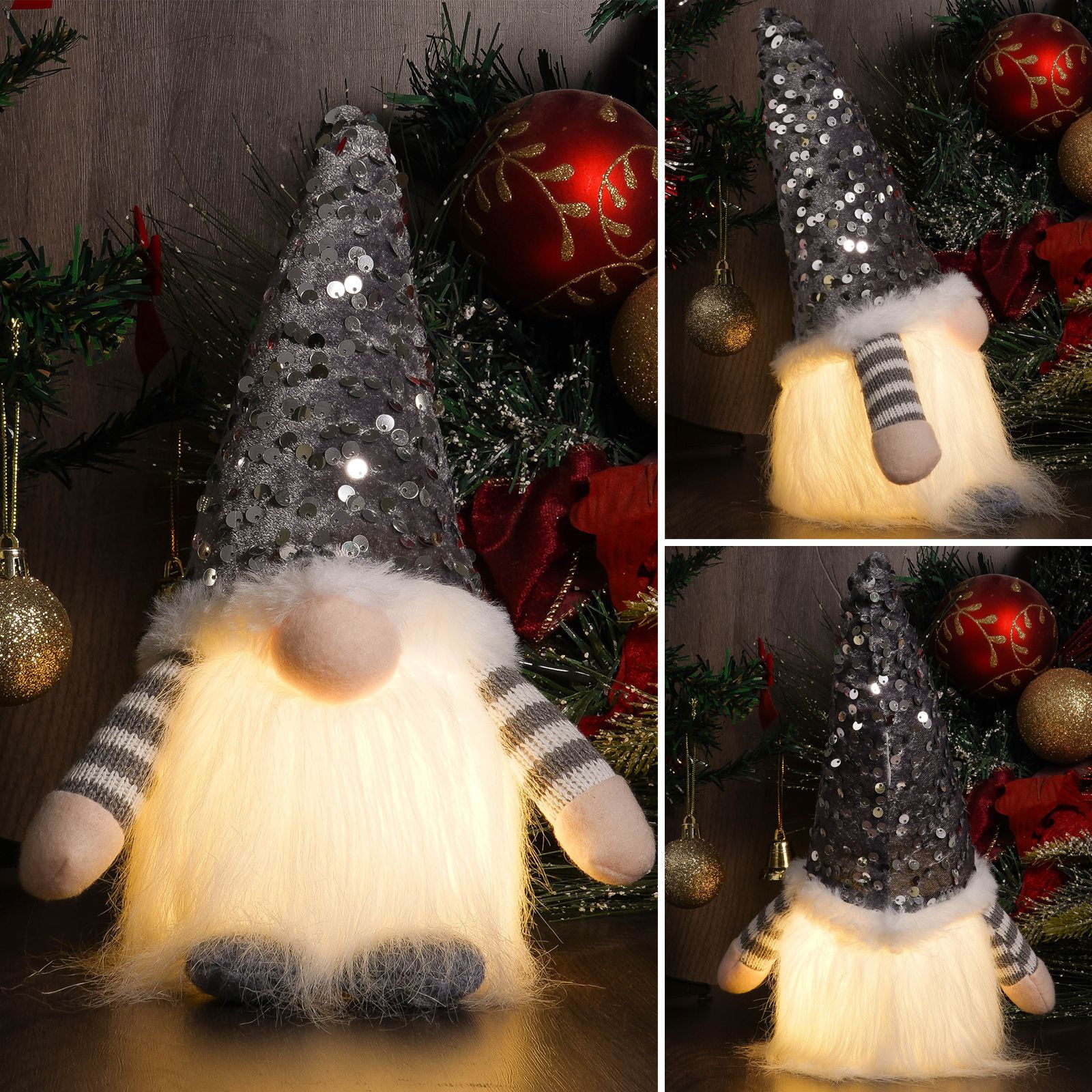 Light-Up Sequin Christmas Gnomes: Sparkle & Warmth for Your Holiday Decor