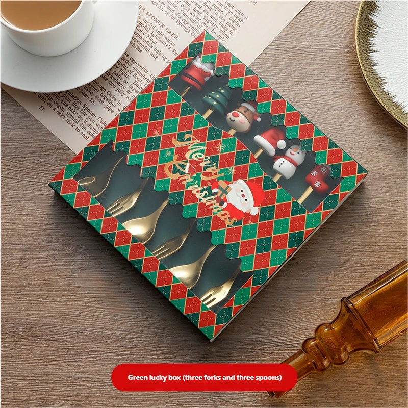 🎄 6-Piece Christmas Decorative Utensil Set – Spoon, Fork, Teaspoon, Coffee Spoon, Dinner Fork & Dessert Spoon!