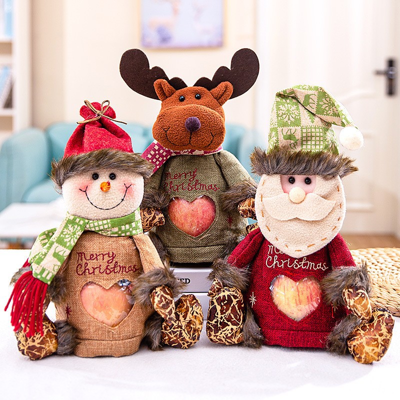 🎄 Christmas Reusable Drawstring Gift Bags – Doll Design (Reindeer/Santa/Snowman)!