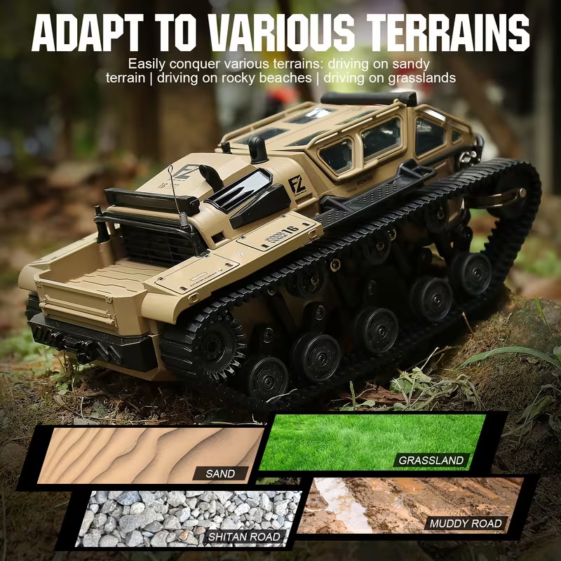 All-terrain tracked remote control die-cast tank toy