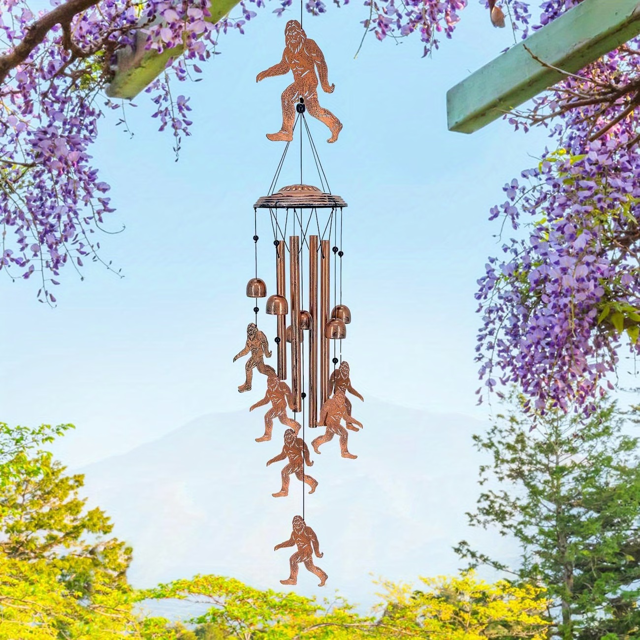 Outdoor Copper Handmade Metal Bigfoot Wind Chimes