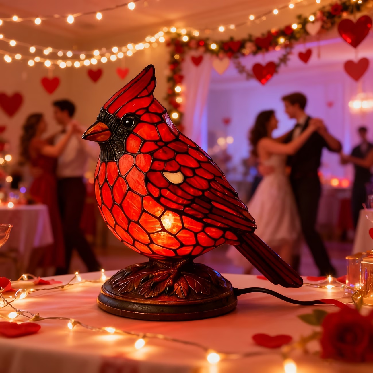 Resin Cardinalis Night Light  Decorations, Red Bird Desktop Ornament