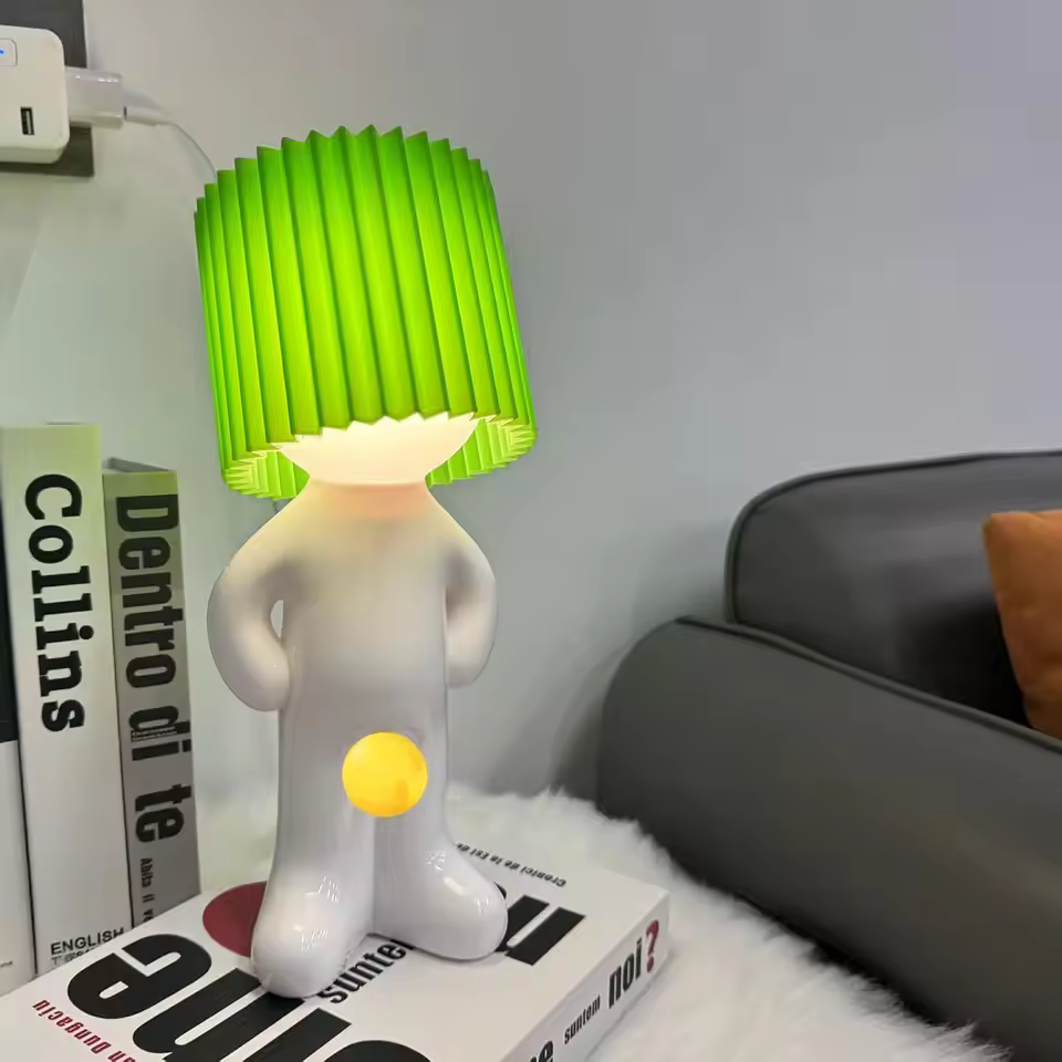 Claeted Naughty Boy Creative Table Lamp Unique LED Pleats Reading Lighting Bedroom Bedside Night Light Children's Gift
