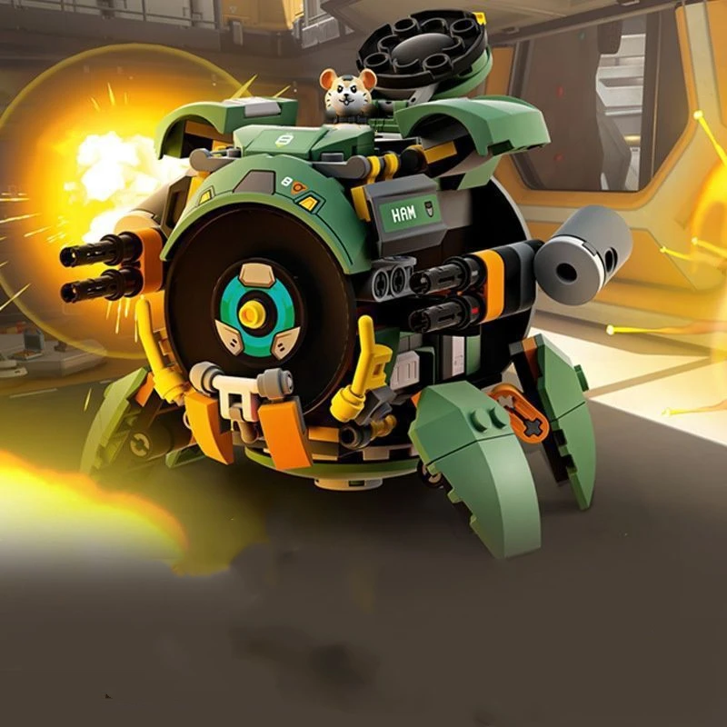 Green Wrecking Ball Hamster Pioneer Boy Assembled Building Blocks Toy